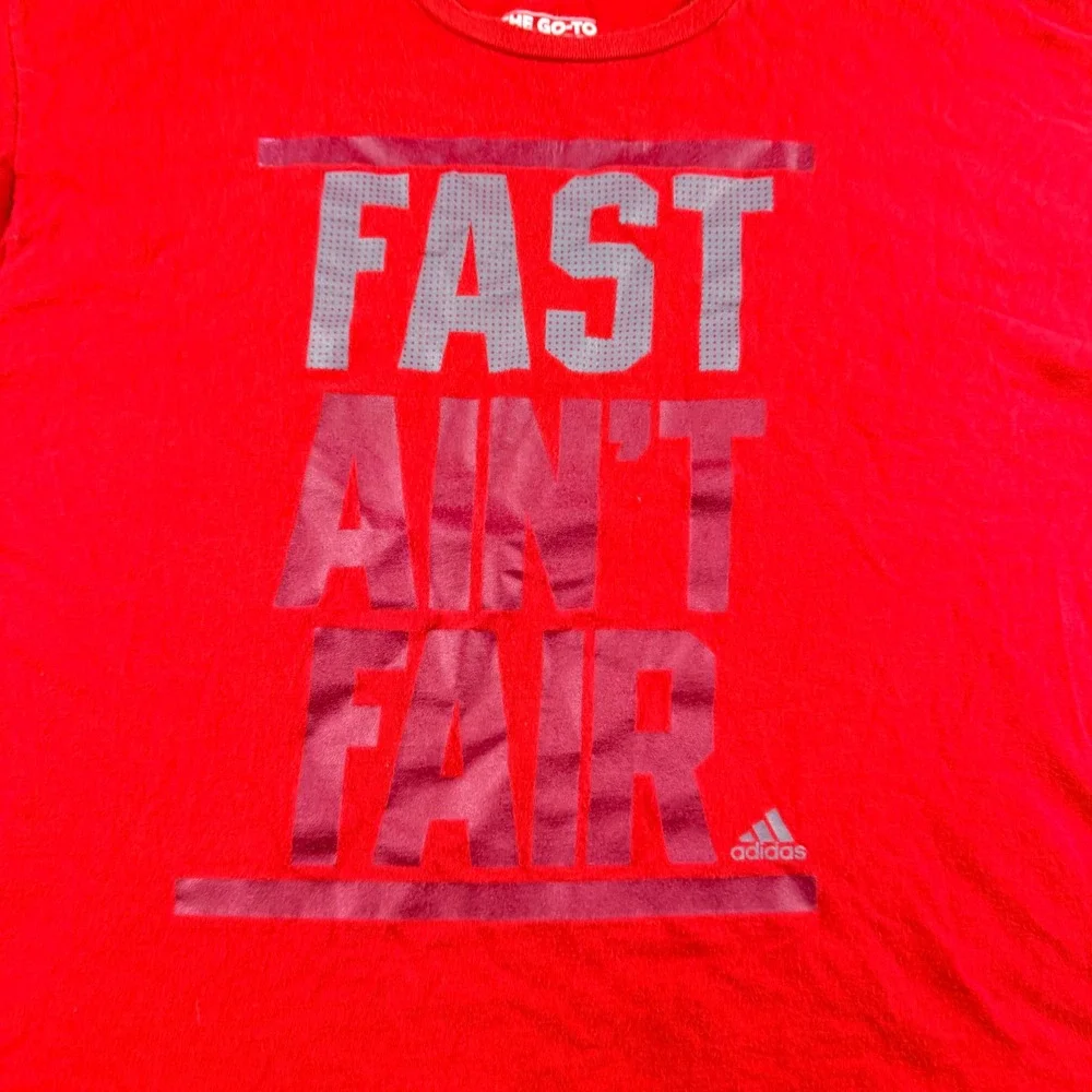 Adidas Men's 2X Red Fast Ain't Fair Graphic Tee The Go-To Tee Short Sleeve Shirt